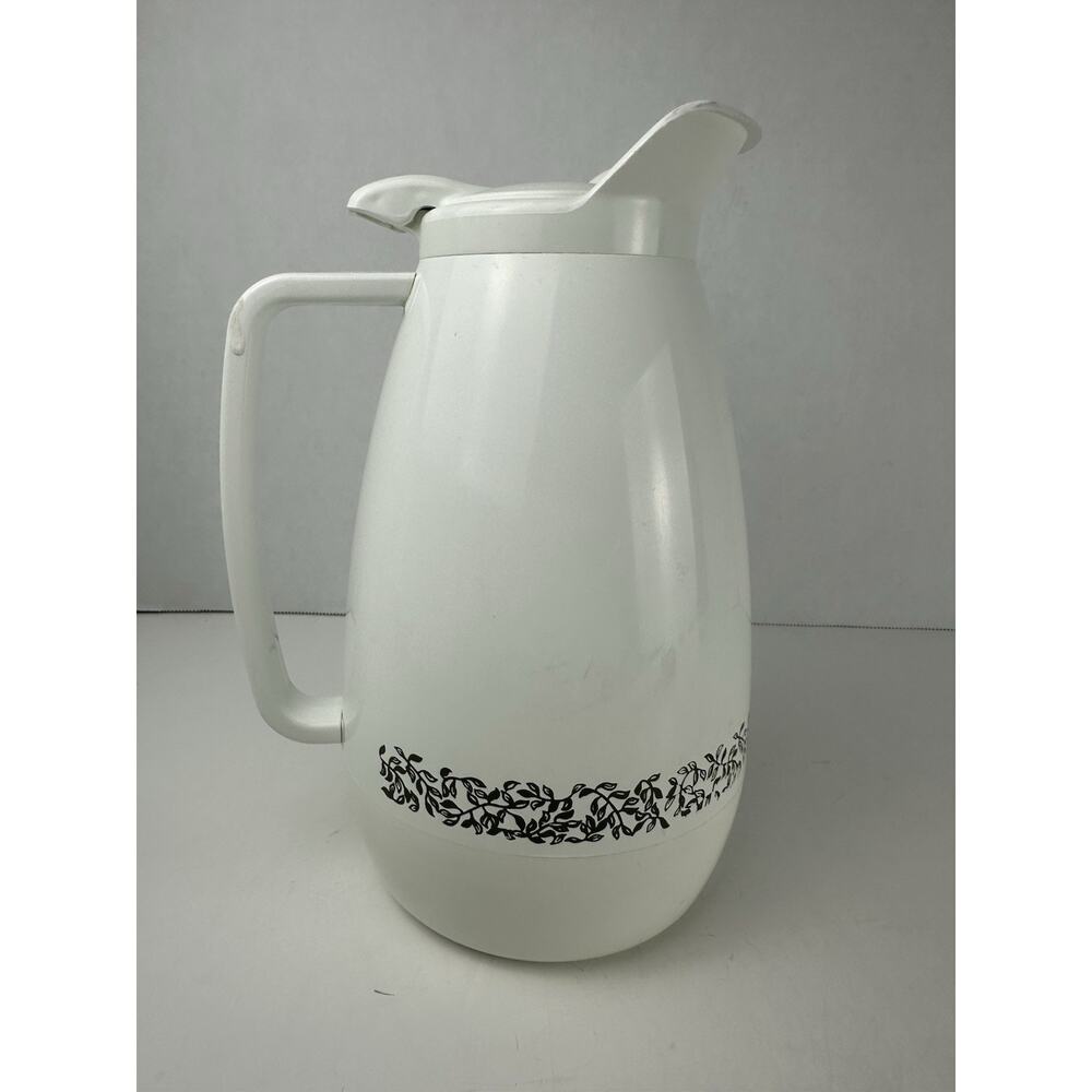 Thermo Serv West Bend Insulated White Green Ivy Serving Pitcher Carafe Log Cab